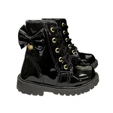 Bota Tratorada Preto Verniz Infantil Feminina 20 Ao 34
