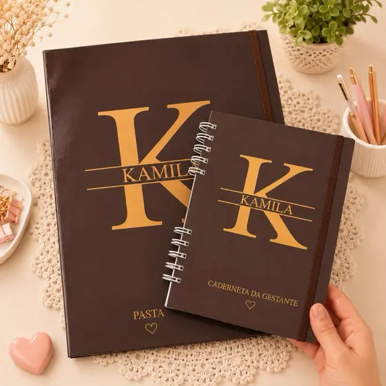 Kit Gestante Personalizado Completo | Pasta + Caderneta Gravidez Premium