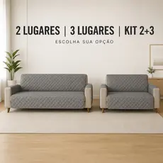 Protetor de Sofá Matelado 2 e 3 Lugares ou Kit 2+3 com Bolso Lateral Lavável para Cachorro