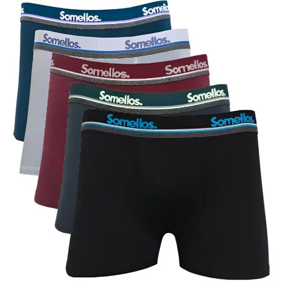 1/2/3/5 Cuecas Boxer Adulto Masculina Microfibra Somellos Com Forro de Algodão