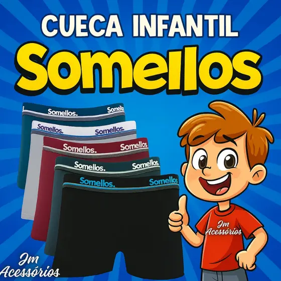 1/2/3/5 - Cuecas Boxer Infantil Microfibra Somellos/ Active Man -Kids Box Confortável Premium