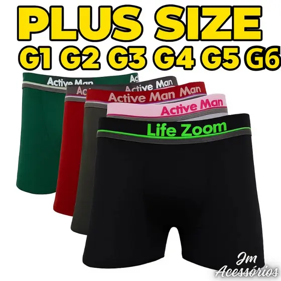 Kit 3/5 Cueca Boxer Masculina Plus Size Microfibra Confortável G1 G2 G3 G4 G5 G6
