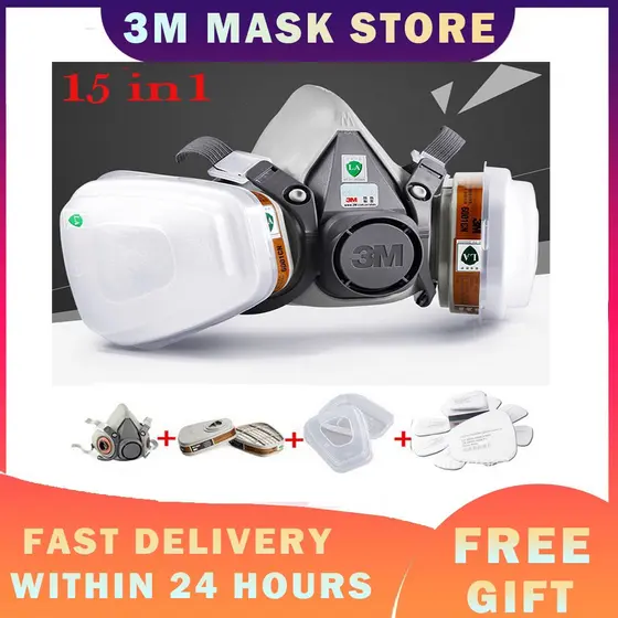3m 7 Em 1 6200 Máscara Respirador De Gás Facial Pintura Spray Meio Rosto 3m 6001cn Cartucho 2091 5n11 511