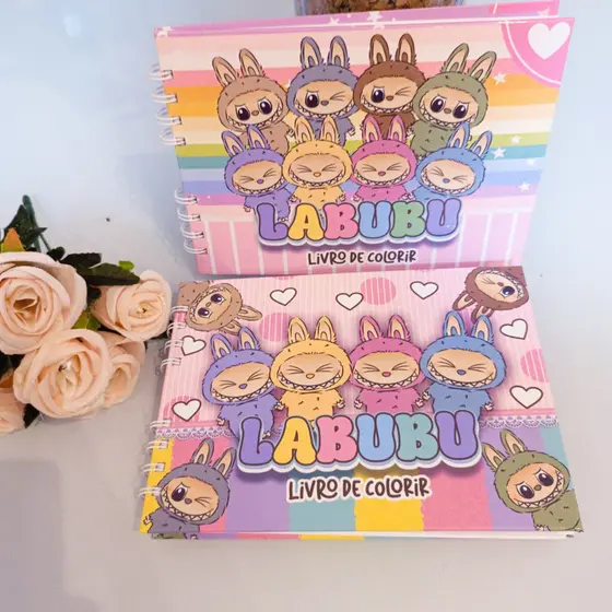Livro de colorir LA BU BU 50 folhas Personalizado com nome Capa dura Acetato Estilo Bbbie Goods (ENVIO EM 1 DIA)