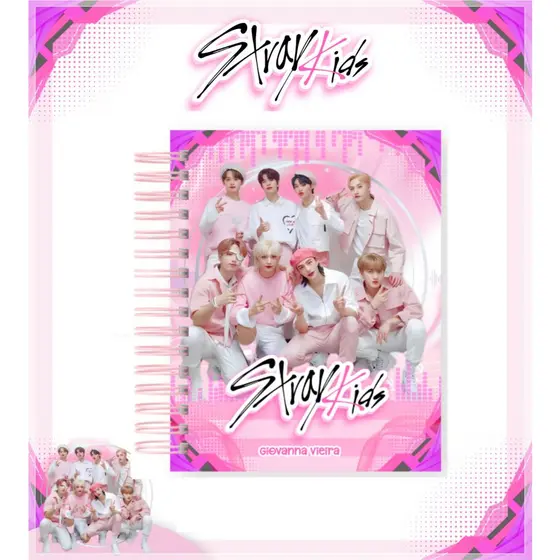 Agenda Escolar 2026 Stray Kids Personalizada com nome I Capa com Brilho I Com Elastico I Capa dura  I Voltas as aulas