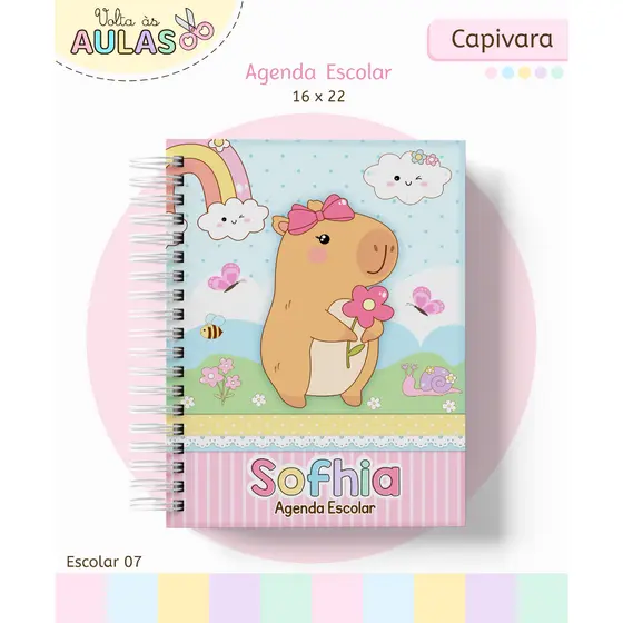 Agenda Escolar 2026 Urso Bob Personalizada com nome I Capa com Brilho I Com Elastico I Capa dura I Voltas as aulas