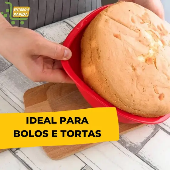 Forma de Bolo Redonda em Silicone Bolo Torta Empadão Assadeira Antiaderente Cozinha Casa