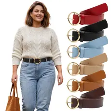 Cinto Feminino Plus Size Tendencia Plus Classico Fivela Redonda Largo GG XG G1 G2 G3 3.5cm - Lia