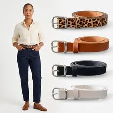 KIT 4 Cintos Femininos Finos 2cm da Moda Fivela Básica Prata Elegante Casual para Vestidos Calças Saias  - Elicelia