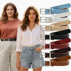Cinto Feminino Fino Básico Da Moda Alfaiataria Fino 2cm Fivela Prata Plus Size - Eloa