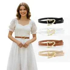 KIT 4 Cintos Feminino Fino 1.5cm da Moda Casual Combinações Cores para Vestidos Saias Calça Prata ou Dourado -Julieta