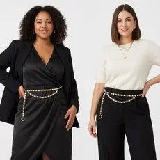 Cinto Feminino Corrente Metal Dourado Perola Elegante Casual para Vestidos Saias e Calça do PP ao Plus Size- Perola
