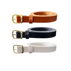 KIT 3 Cintos Feminino Fino Larg 2cm Couro Sintético Elegante com Fivela Dourada Casual PP ao Plus Size - Vanusa