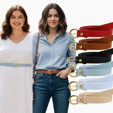 KIT 3 Cintos Femininos Fino 2cm Plus Size Moda Casual Primavera Fivela Oval Básica Estilo Alfaiataria - Regina