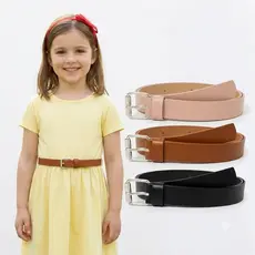 KIT 3 Cintos Fino Infantil 2cm Colorido Moda Kids Fivela Prata Rolete Princesa Delicada Estilo Boneca 2 a 12 anos - Isa
