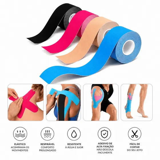 1/2/3/4 Fita Knesio Tape Bandagem 3/5M adesiva funcional alivia a dor lesão atleta Tape Fisioterapia Rolo Adesivo