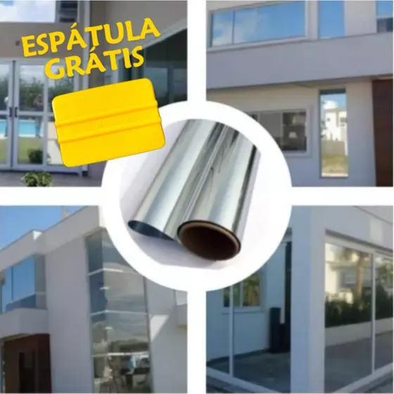Película Insulfilm 2/5 Metros Prata Espelhada Refletiva Poliéster Profissional G5 Com Espátula Grátis Zyoou