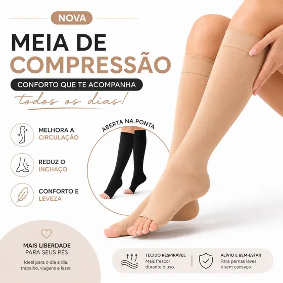 Meias De Compressão Alta Pressão Varizes De Dedo Do Pé Abertas Homens Mulheres Grandes 2 Tamanhos