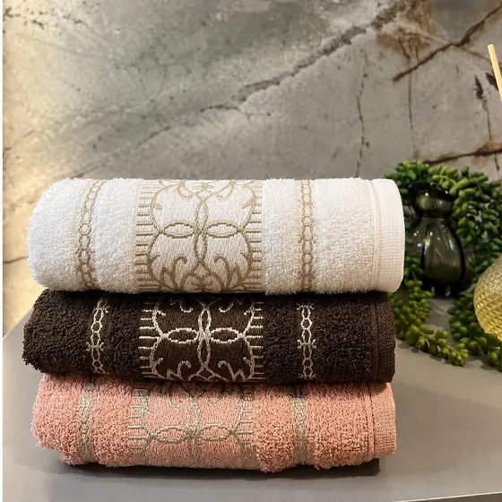 KIT 3 Toalhas de Rosto Luxo Premium Grossa e Bordada Felpuda 48x76cm 100% Algodão Puro