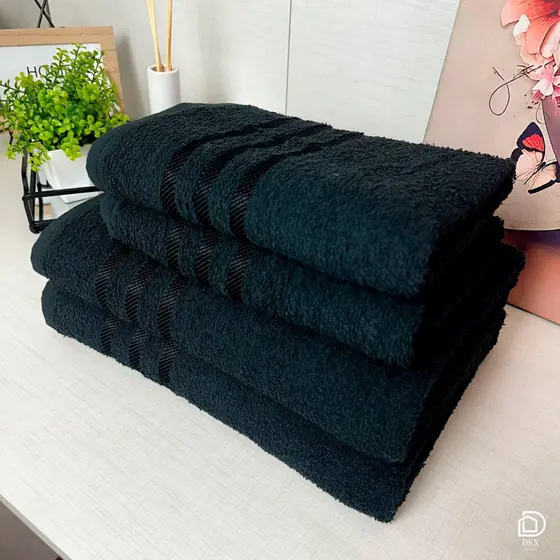 Kit De Toalha 2 Banho e 2 Rosto Algodão Grande e Grossa Bordada Luxo Ultra Macia Algodão 100% Puro