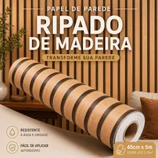 Papel de Parede Adesivo Ripado Autocolante Envelopamento Madeirado 25 Metros Quarto Hal Sala Cozinha