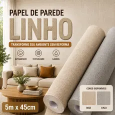 Papel de Parede Adesivo Linho 3D Texturizado Lavável Autocolante 5m x 45cm