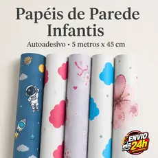 Papel de Parede Infantil Quarto Menino Menina Criança Unicórnio Nuvens Astronauta Céu Adesivo