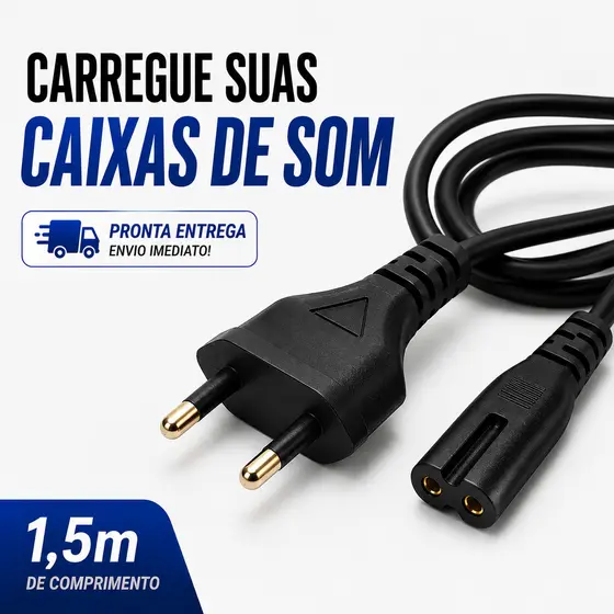 Cabo de Energia Bipolar 1,5m para Caixa de Som Bluetooth — Compare a Entrada