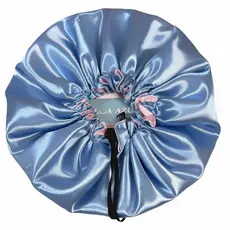 Touca De Cetim Antifrizz Dupla Face Ajustável com Regulador Lua  Azul Beauty Com Bag de Cetim para Transporte.