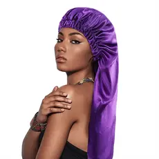 Touca de Cetim Alongada Difusora Anti Encolhimento - Dupla Face Lua Azul Beauty Com Bag de Cetim para Transporte