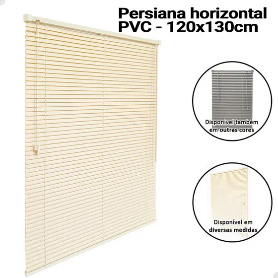 Persiana Horizontal 120x130cm PVC 25mm Cortina Sala Quarto