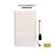 Lousa Magnética Clean 12x19,5cm com Caneta | Planner Linhas com Checklist Minimalista para Geladeira