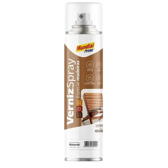 Verniz Spray para Madeira 400ml Mundial Prime com Proteção Solar