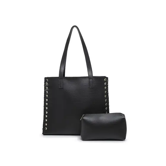 Bolsa grande feminina brinde necesser preta excelente acabamento promoção