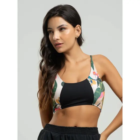 Top Feminino Estampado Alcinha Fitness Tecido Proteção Uv 50+
