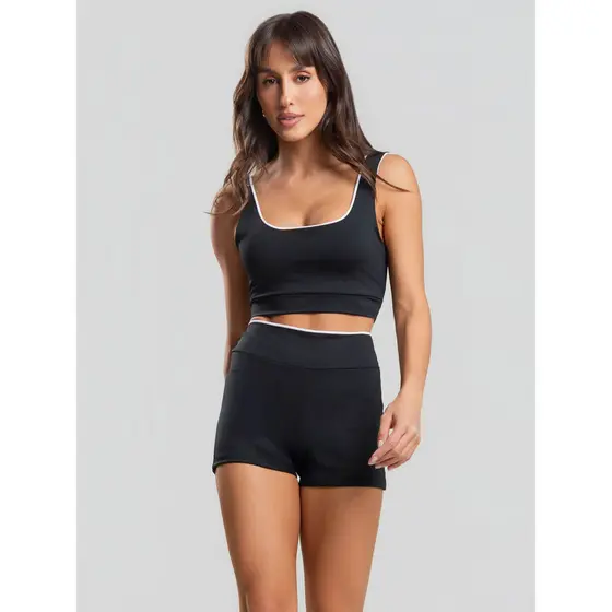 Conjunto Fitness Bicolor Short Curto + Top Regata
