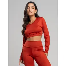 Top Cropped Vicbela Manga Longa Suplex Roupa de Academia Moda Fitness Treino
