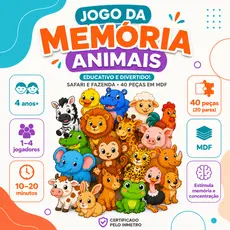 Jogo Memória Animais Fazenda Safari Brinquedos De Menina Menino Alfabetização Educativo Pedagógico