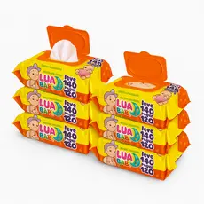 Kit 6 pacotes Lenço Umedecido Premium 840 Lencinhos Lua Baby Toalha Mimo Presente Bebe e Adulto
