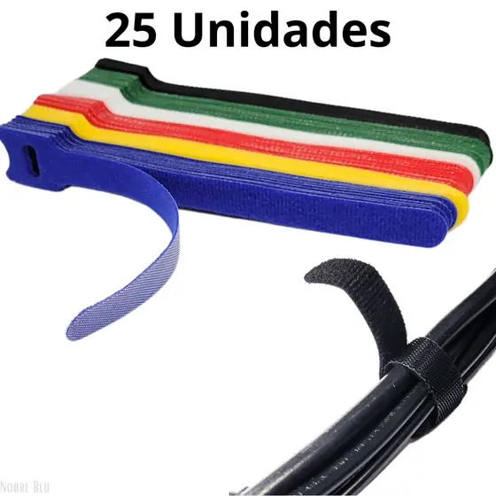 Kit 25 - Organizador de Cabos e Fios Abraçadeira Prendedor - Cabos Celular - Fios