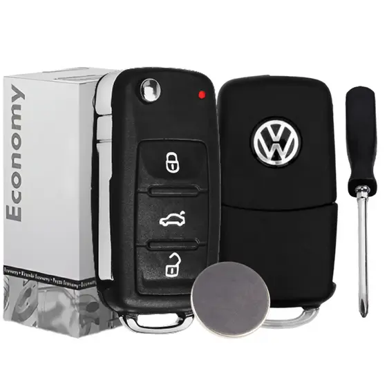 Capa Carcaça Chave Canivete Vw G6 Gol Fox Golf Polo Saveiro Kit Bateria + Chave de Fenda