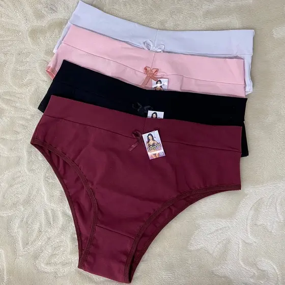 Kit 4 Calçola Cotton Conforto Cintura Alta Algodão Senhora Pos Parto Revenda