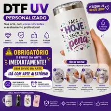 DTF UV Personalizado – Adesivo com Sua Arte, Alta Qualidade, Pronto para Aplicar em Copos, Canecas e Superfícies Rígidas
