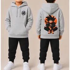 Conjunto calça + blusa Masculino DBZ Infantil Moletom Infantil Masculino Estampadode Frio Flanelada