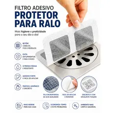 Kit Filtro Adesivo Descartável Protetor Ralo de Pia Banheiro Casa Apartamento Banheiro Proteção