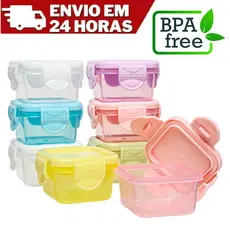 Kit 12 Mini Potes para Congelar Papinha Tampa Hermética Porta Leita em pó Frutas para Bebe adultos