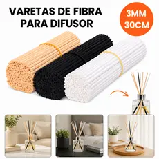 Varetas para Difusor de Ambientes Fibras de Algodão 30cm 3mm Branca Preta Aromatizador