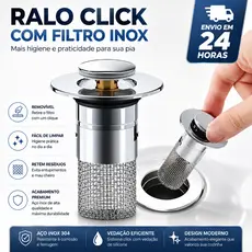 Ralo Filtro Protetor Válvula de Pia Pop-Up com Filtro Anti-Entupimento para Banheiro Inteligente Inox