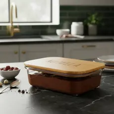 Pote Hermético Tampa de Bambu  Manteigueira Requeijão Pate