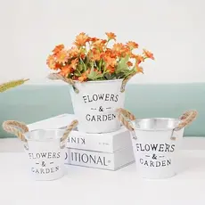 Vaso Decorativo de Metal Flowers Garden Cachepo Balde